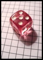 Dice : Dice - 6D - Single Pink Clear with White Pips Pillow Shape
